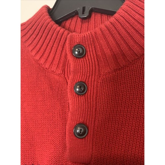 Chaps Sweater Mens XXL Red Black Mock Neck Knitted Long Sleeves Mock Neck - Picture 2 of 10